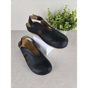 Flex Step Ripley Black Pebbled Slingback Wedge Sandals Womens‎ 8.5 M